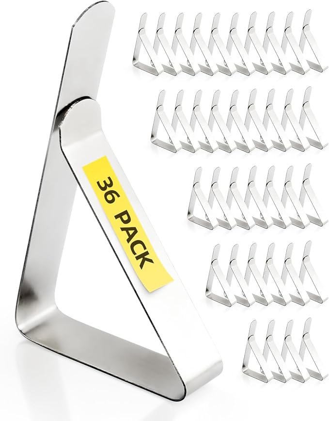 36 Pack Tablecloth Clips - Heavy Duty Picnic Table Clips, Stainless Steel Table Cloth Cover Clamps, Table Cloth Holders Ideal for Restaurant Party