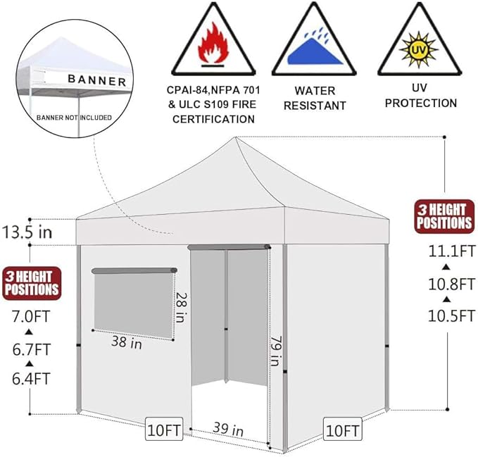 Eurmax USA 10'x10' Pop-up Canopy Tent Commercial Instant Canopies with 4 Removable Zipper End Side Walls and Roller Bag, Bonus 4 SandBags(Field Green)