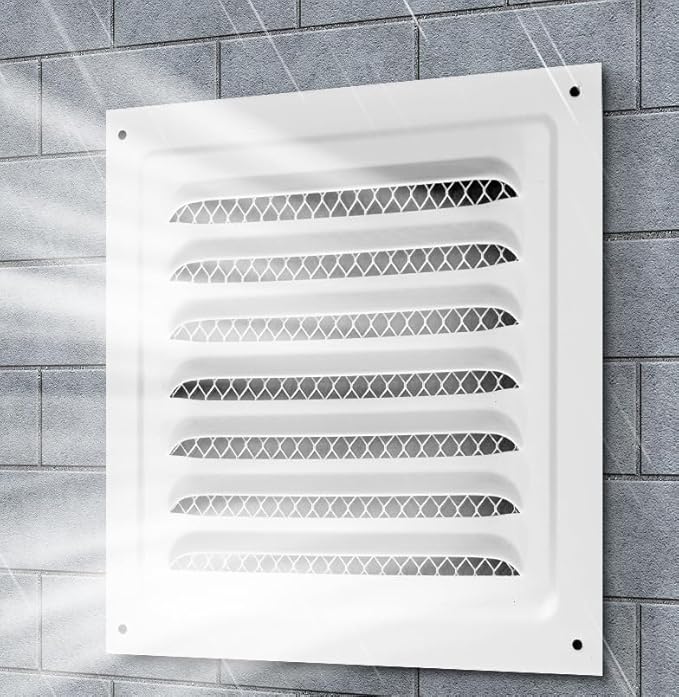 2pcs Attic Vent Soffit Vent Aluminum Wall Vent Metal Shed Vent Square Vent Louver Vent Grille with Built-in Insect Screen for Exterior Door House Attic Garage Ceiling (White 6" x 6"-2 Pack)
