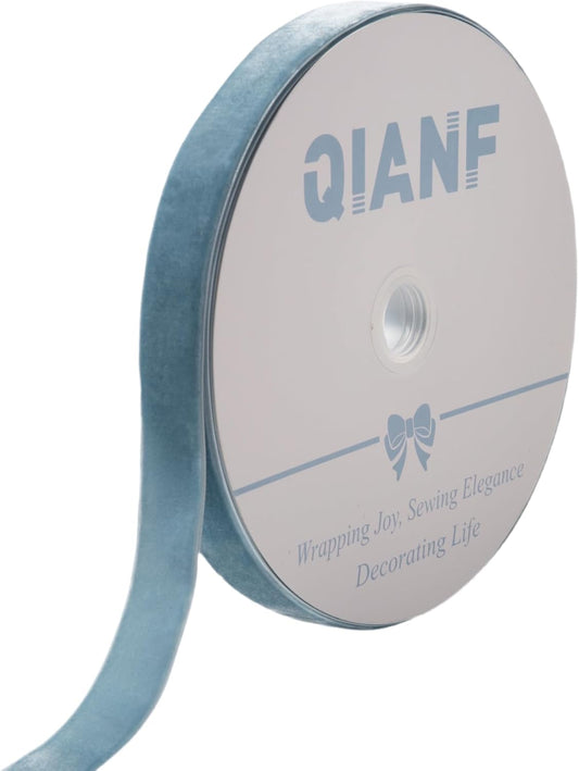 Vintage Dusty Blue Velvet Ribbon Christmas Ribbon for Gift Wrapping Crafts Christmas Tree Ornaments Garland Decorations, 1 Inch X 25Yd