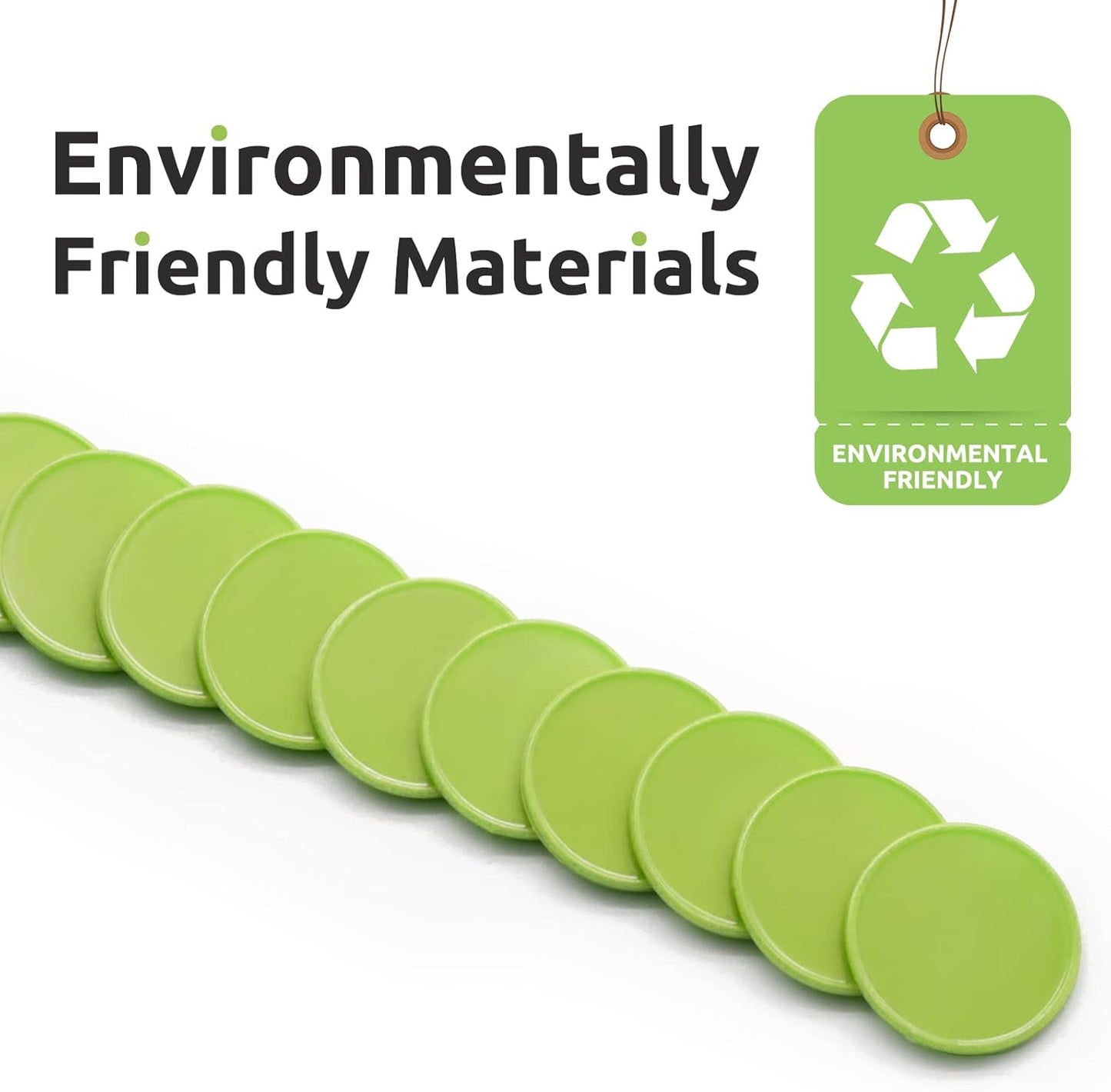 Set of 100 Opaque Plastic Learning Counters Mini Poker Chips Game Tokens with Storage Box (LawnGreen, 1.26 Inch)