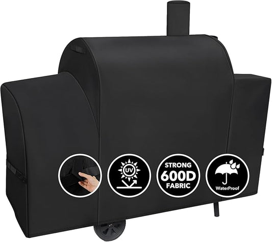 Heavy Duty 600D Grill Cover Fits for Royal Gourmet CC2036F CC Series 36-Inch Charcoal Barrel Grill with Offset Smoker Cover