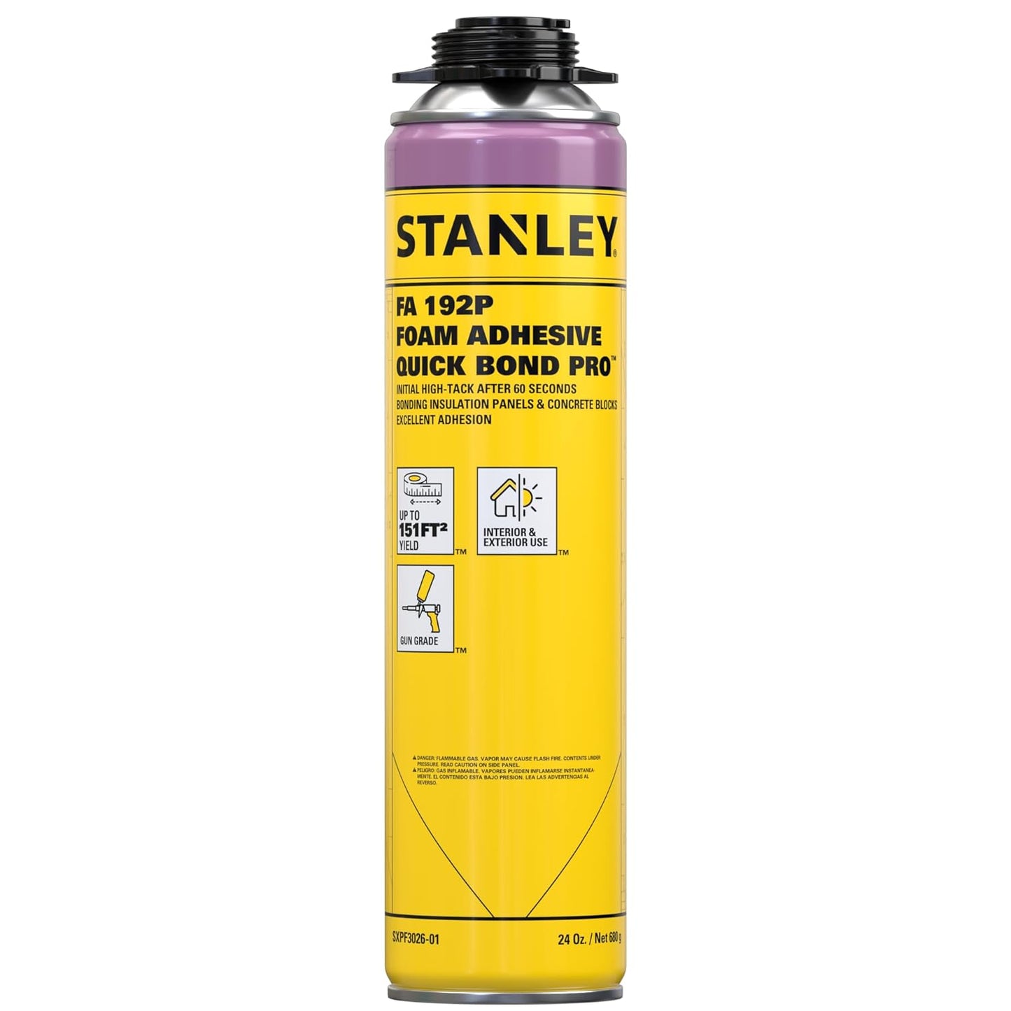 Stanley Quick Bond Adhesive Foam - 1x24oz, Reliable Bond Adhesive for Various Materials, Strong bonding, No Mixing, Gun Use, Gun NOT Included | 1 Pack
