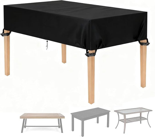 Outdoor Table Cover 80"L x 36"W x 6"H, 420D Waterproof Outdoor Cover for Patio Furniture Dinning Table Picnic Coffee Tables Chairs and Sofas, Black