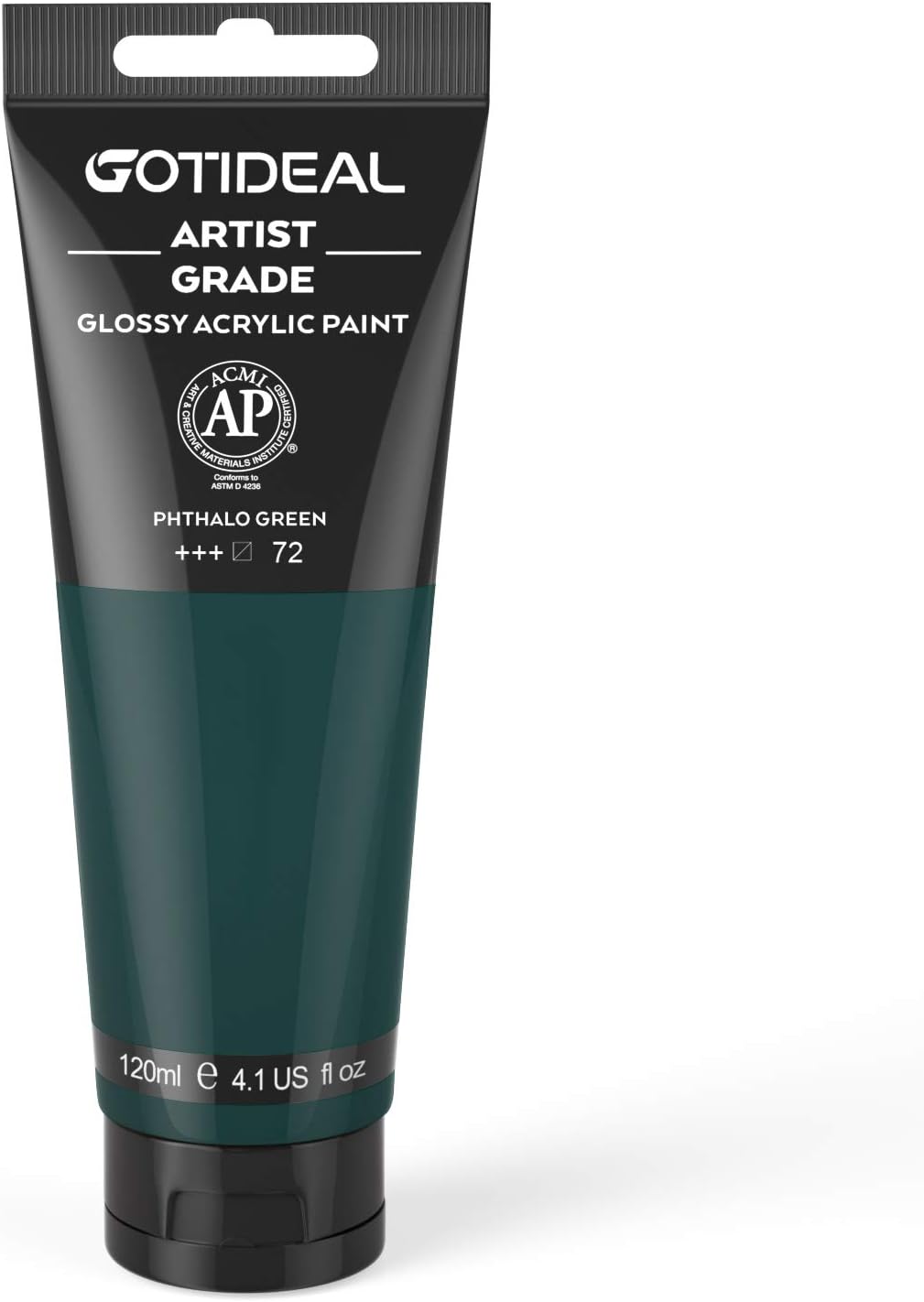 GOTIDEAL Acrylic Paint Phthalo Green Tubes(120ml, 4.1 oz) Non Toxic Non Fading,Rich Pigments for Painters, Adults & Kids, Ideal for Canvas Wood Clay Fabric Ceramic Craft Supplies (Phthalo Green)