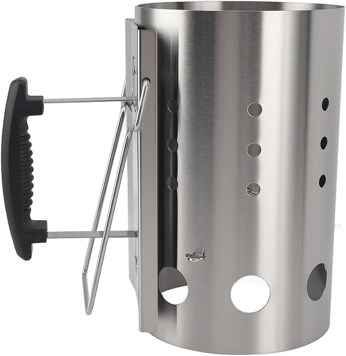 Agatige Charcoal Grill Chimney Starter, Stainless Steel Portable Charcoal Lighter Burner Grill Accessory for Barbecue Camping Picnic