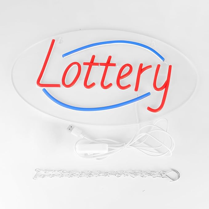 JFLLamp Lottery Neon Signs for Wall Decor Neon Lights for Business Led Signs Suitable for Lottery Store Convenience Stores Supermarkets Office Bar Pub 5V Power Adapter 16.1 * 9 Inch(Red + Azure)