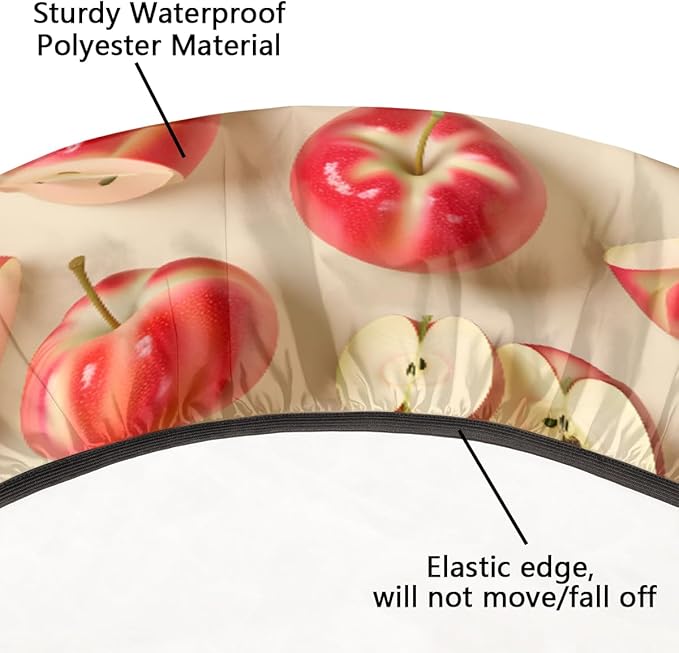 Apples Red Fruit Bright Round Table Cloth Cover, Elastic Edge Waterproof Wipeable Tablecloths 45"-56" Polyester Tablecloth for Party Restaurant Banquet Holiday Camping Outdoor Picnic