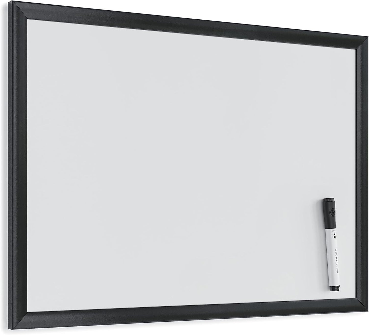 U Brands Magnetic Dry Erase Board White Board, 24" x 18" Inches, Black Wood Frame (307U00-01)