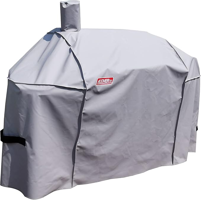 Smoker Grill Cover Sized for Char-Griller Charcoal Grill 2190 and 2197 Heavy Duty Waterproof Patio 600D Canvas Barbeque BBQ Grill Cover G21623 (Grey)