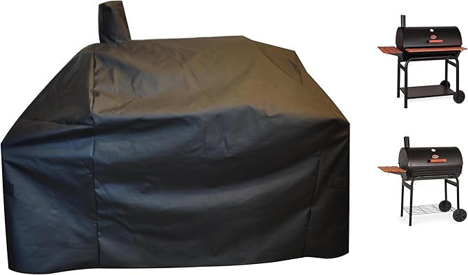 Grill-Smoker-Cover Sized for Char Griller Grill Smoker 2823, 2123 600D Heavy Duty Canvas Water Proof All Weather Off-Set Charcoal Smoker Cover G21616