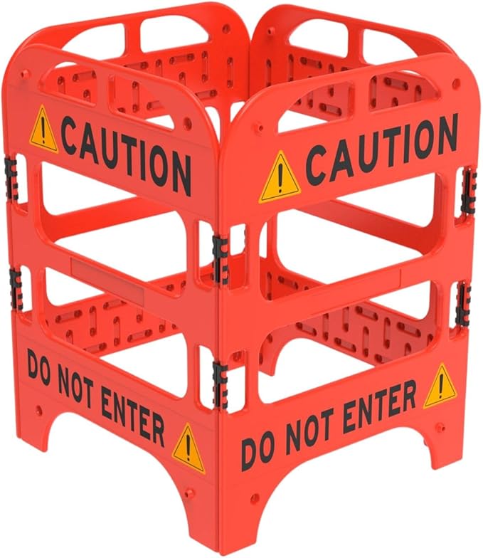 Collapsible Safety Barrier with Reflective Strips - Portable Foldable Caution Barricade for Construction Zones, Crowd Control & Traffic Safety, High Visibility Durable Barrier, Weatherproof Hazard Warning Fence