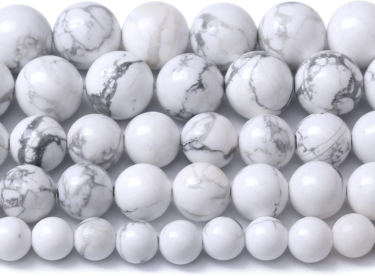 32pcs 12mm AAA Natural Stone Beads White Howlite Turquoises Round Loose Beads for Jewelry Making DIY Bracelet (White Howlite Turquoises, 12mm)