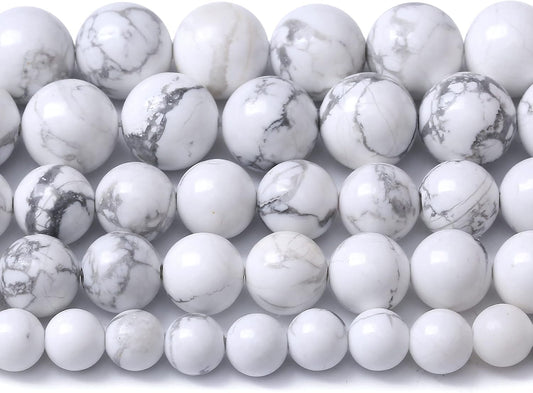 38pcs 10mm AAA Natural Stone Beads White Howlite Turquoises Round Loose Beads for Jewelry Making DIY Bracelet (White Howlite Turquoises, 10mm)