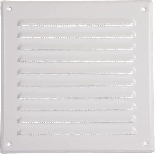 Vent Systems 6 x 6 Inch (Inner) White Vent Cover - Square Metal HVAC Return Air Grille with Mesh Screen - Register Wall Vent Duct Grill - Outdoor, Indoor, Crawlspace - Exhaust Ventilation Grill