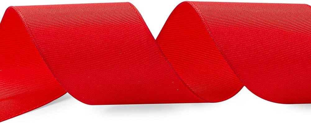 LIUYAXI 2" X 50 Yards Solid Red Grosgrain Ribbon, Perfect for Crafts, Wedding Decor, DIY Hair Accessories, Sewing, Christmas Gift Package Wrapping and More