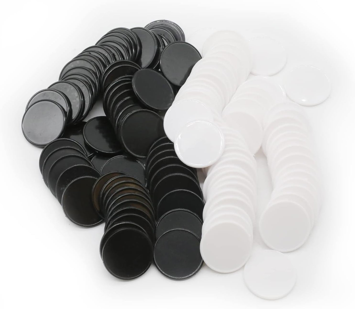 Set of 100 Opaque Plastic Learning Counters Mini Poker Chips Game Tokens with Storage Box (Black+White, 1.26 Inch)