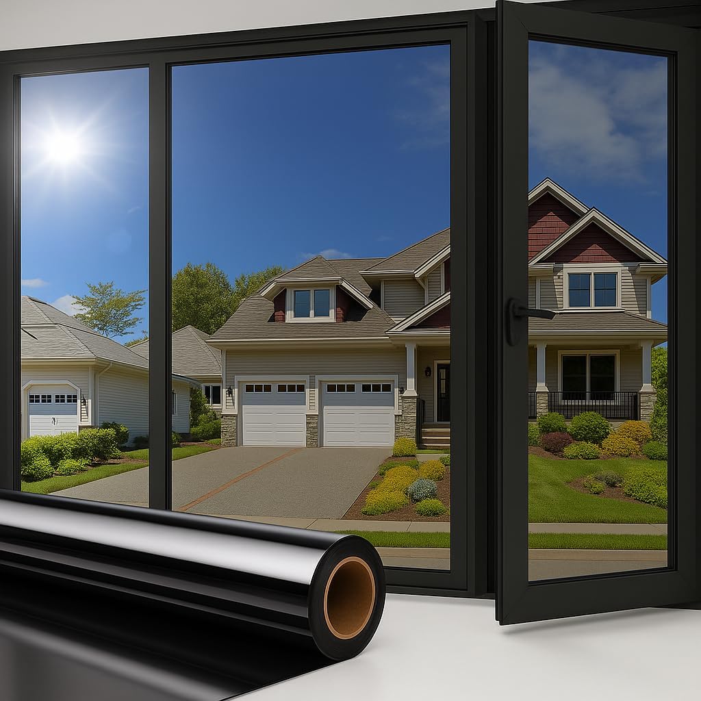 Rockrose Professional Blackout Home Window Tint Film - Sun Blocking Privacy Cover for Home Offices - Room Darkening Sun Light Blocker - 60 in X 100FT - Total Blackout