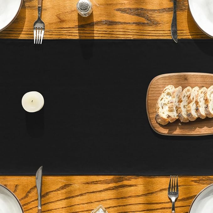 Artoid Mode Black Table Runner, Seasonal Halloween Washable Kitchen Dining Table Decoration for Home Party Decor 13x72 Inch