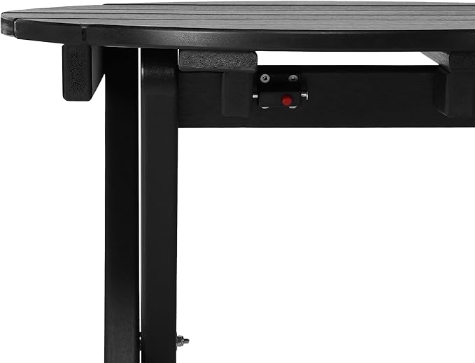 Costaelm Paradise HDPE Outdoor 24.5 Inch Round Portable Folding Patio Dining Table, Black