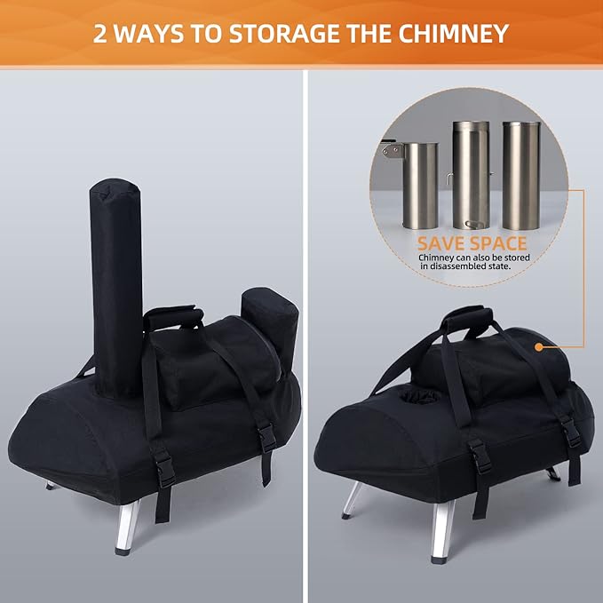 NOELIFE Waterproof Cover for Ooni Fyra 12 Pizza Oven, Accessories for Ooni 12, Pizza Maker Carry Cover, 2 Ways to Store Chimneys, with Straps in the Bottom for Fixation (Oven Not Included)