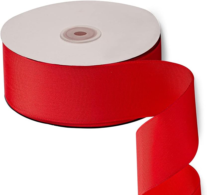 LIUYAXI 2" X 50 Yards Solid Red Grosgrain Ribbon, Perfect for Crafts, Wedding Decor, DIY Hair Accessories, Sewing, Christmas Gift Package Wrapping and More