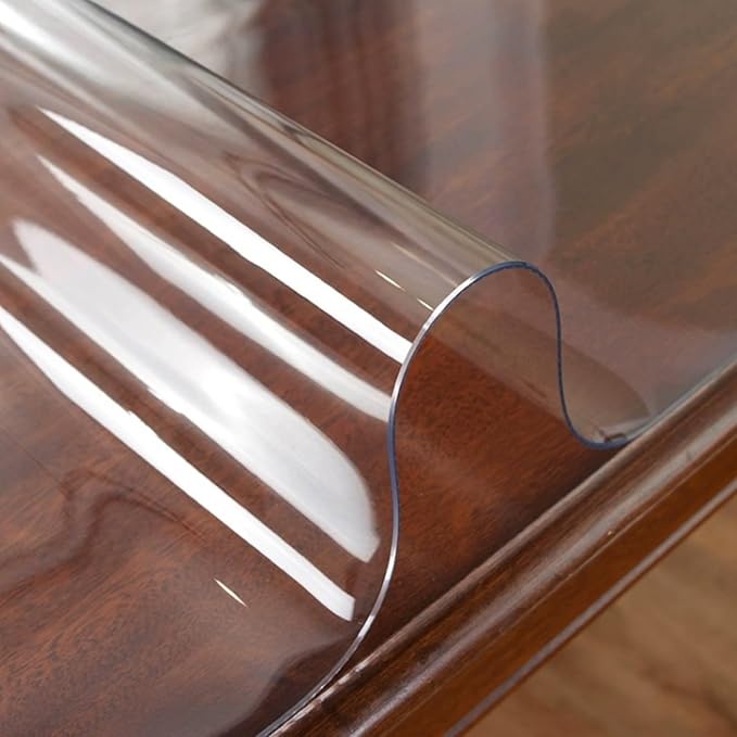 Clear Table Protector - 28 x 72 Inch, 1.5mm Thick PVC Waterproof Table Cover for Desk & Dining Room