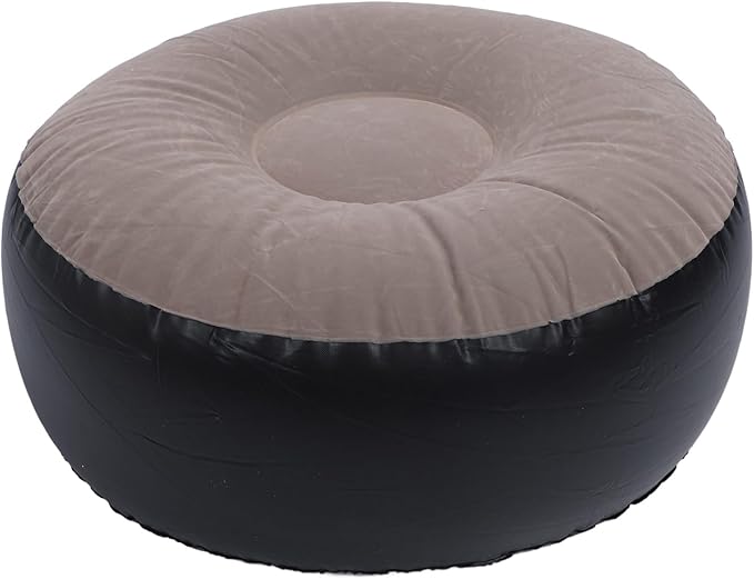ZJchao Pouf Ottoman, Outdoor Ottoman, Inflatable Foot Rest, Inflatable Flocking Stool Multipurpose Lightweight Round Portable Inflatable Stool for Travel Camping Outdoor Activities