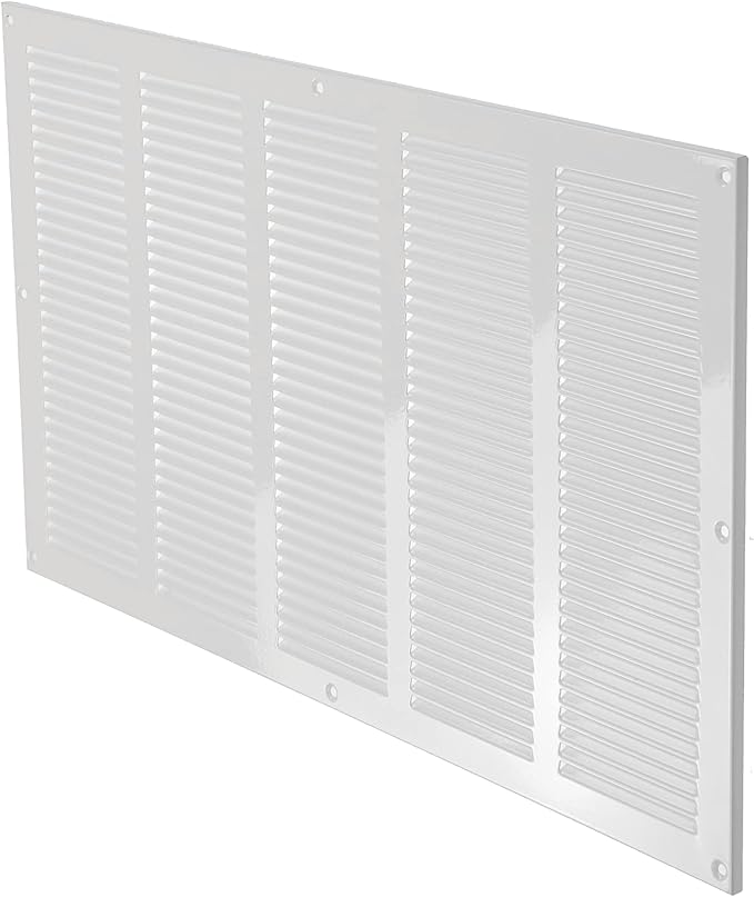 Repa Market Air Vent Cover 20x12 Inch (Outer Dimensions) White Galvanized Steel Louvered Grill Cover with Mesh Screen/Wall or Ceiling Vent/HVAC Register for Indoor and Outdoor Ventilation