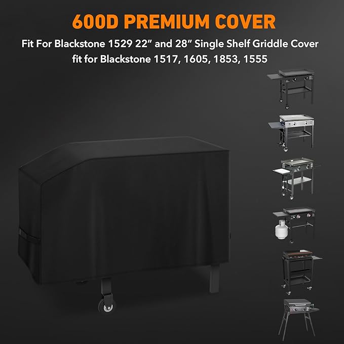 ZBXFCSH Outdoor Grill Griddle Cover fits for Blackstone 1529 22” and 28” Single Shelf Griddle Cover, Heavy Duty Flat Top Griddle Station Cover with Waterproof Sealed Seams, Durable FadeStop Material