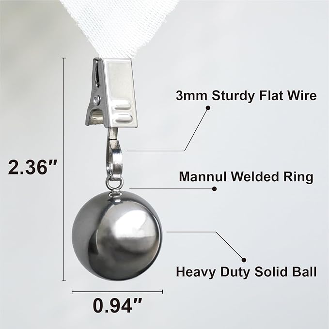 4 Pack Heavy Duty Tablecloth Weights, Rust Proof Stainless Steel Balls with Clips, Weights for Curtain, Outdoor Picnic Table, Flags, 10oz