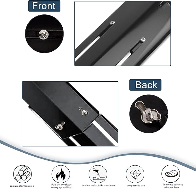 Universal replacement heavy duty adjustable heat plate shield,Burner cover,Flavorizer bar,heat Tent,Flamer tamer for gas grill models,Extends from 11.75"up to 21"L (Porcelain Steel, 6 Pack)