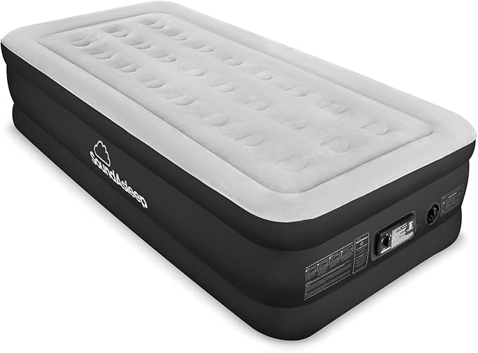 SoundAsleep Products Dream Series Luxury Air Mattress, ComfortCoil Technology, Built-in High Capacity Pump for Home, Camping- Double Height, Adjustable, Inflatable Blow Up, Portable (Twin XL Size)