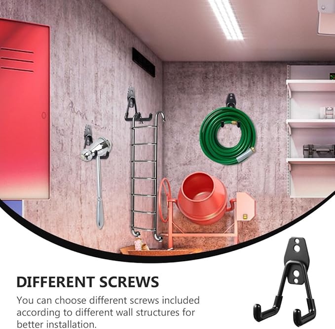 Heavy Duty Metal Wall Hooks 2Pcs Black Utility Garage Storage Hangers for Tool and Garden Organization