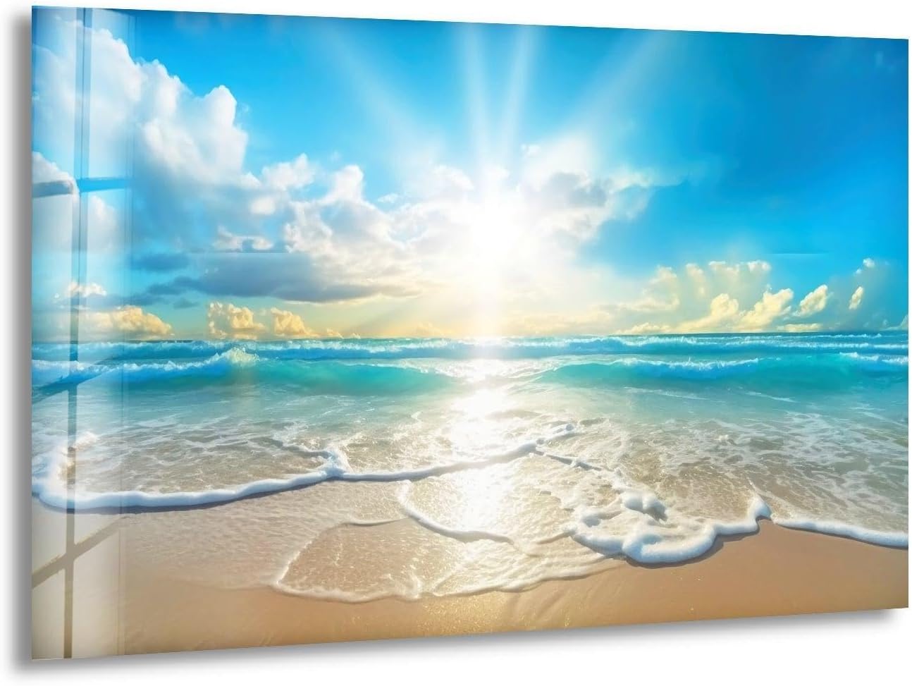 My Photostation.com 35.5Wx30H'' Beautiful Sunset & Ocean Glass Wall ArtTempered Glass Printing Wall Decor Large Wall Art Wall Hangings