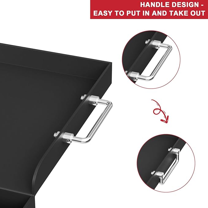 25" x 16" Nonstick Griddle for Gas Grill, Universal Flat Top Griddle Plate for BBQ Gas Stove Charcoal, Carbon Steel Coating Cooking Stovetop Insert for Camping Tailgating