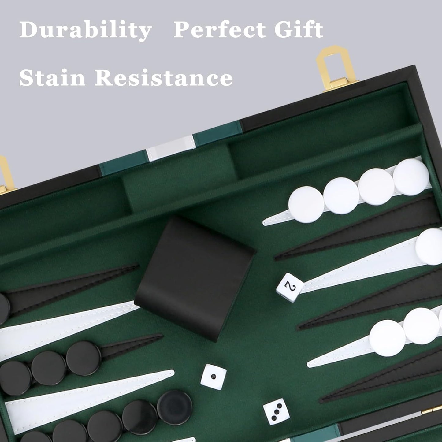 Backgammon Set - Classic Board Game with Premium Leather Case - Portable Travel Strategy Backgammon Game Set for Adults, Kids (11inch, Black)