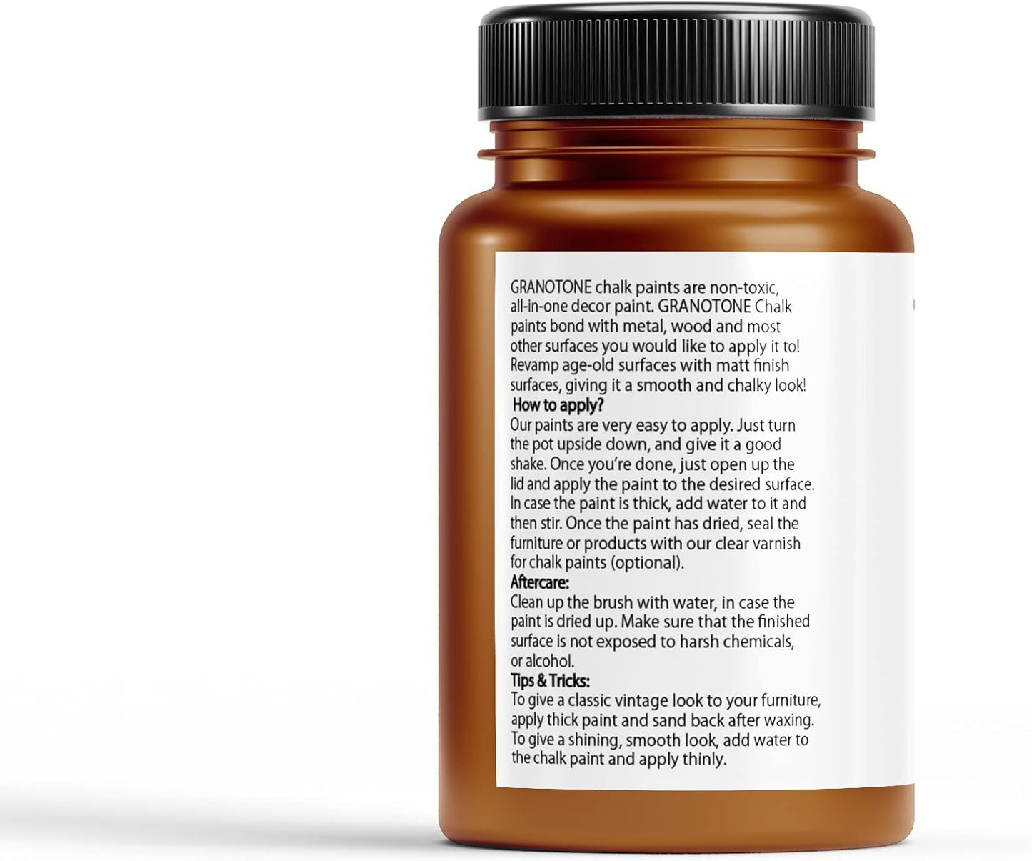 GRANOTONE Chalk Paint for Furniture | Matt-Finish Water-Based Acrylic Paint for Wood, Walls, Metal, Glass, Paper, Fabric Canvas | Maximum Coverage Chalk Paint for Kids & Adults, 120 Ml (NUT BROWN)