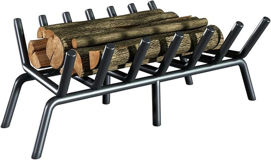 21-Inch Fireplace Grate, Heavy Duty 7-Bar Log Rack Holder Made of Solid Round Steel for Indoor/Outdoor Fire Pits, Wood Stoves & Kindling Tools