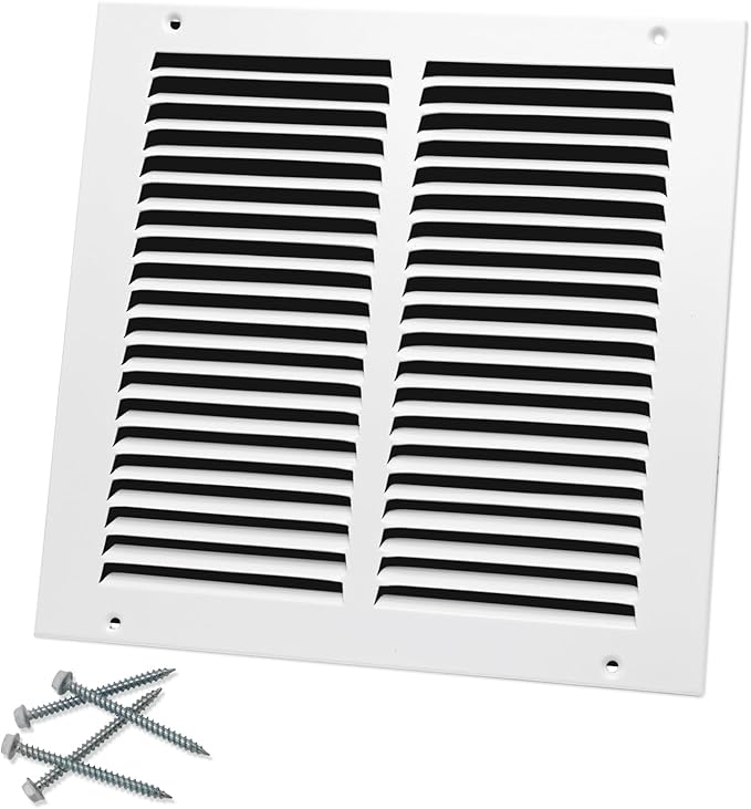 10"W x 10"H [Duct Opening Size] Steel Return Air Grille, Air Return Vent Cover for Ceiling and Sidewall - HVAC Air Vent Covers - [Outer Dimensions: 11.75"W x 11.75"H]