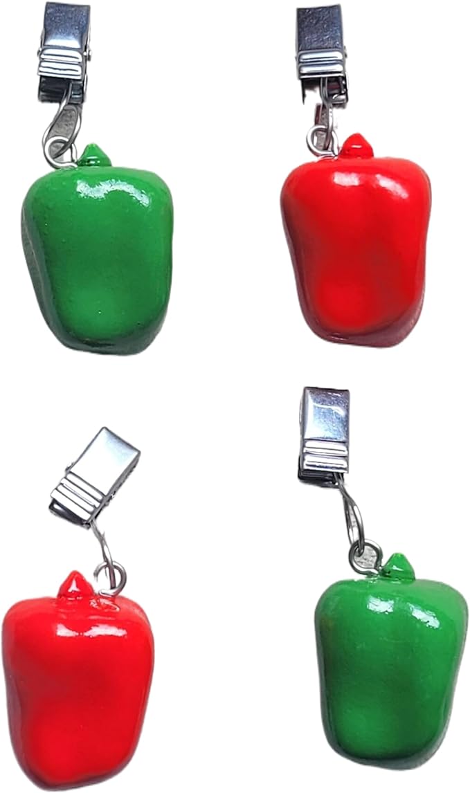 TwoFish Home Set of 4 Color Capsicum Resin Tablecloth Weights Clips Handicraft Color Capsicum Tablecloth Clamps Pack of 4