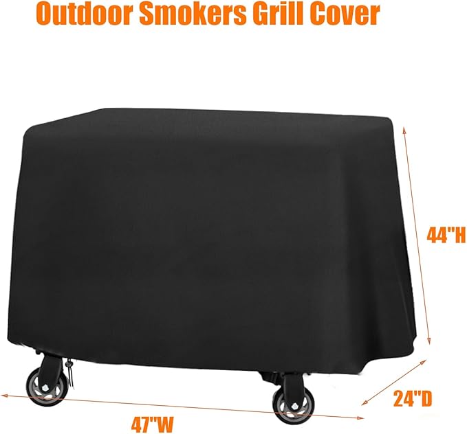 Grill Cover, Waterproof Outdoor Covers for Electric Pellet Smoker Grill- 24" D x 47" W x 44" H