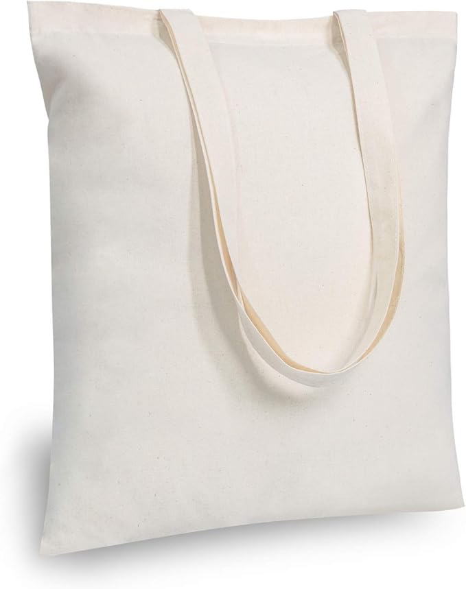 TOPDesign 24-Pack Economical 16"x15" Cotton Tote Bags, Lightweight Medium Reusable Grocery Shopping Cloth Bags, Suitable for DIY, Advertising, Promotion, Gift, Activity