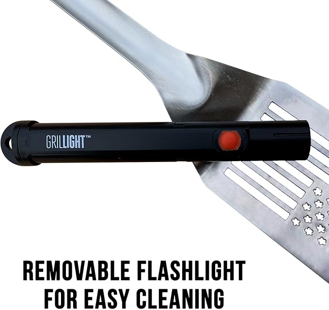 GRILL LIGHT USA Smart Grill Spatula – Restaurant Grade Stainless Steel | Super Bright LED Light to Grill in the Dark | Waterproof & Dishwasher Safe | Camping Barbecue Grilling Spatula