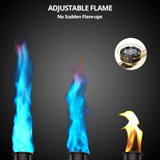Powerful Cooking Propane Torch, Sous Vide, Adjustable Kitchen Torch with One-Touch Max Fire, Culinary Torch for Searing Steak, BBQ and Campfire Starter, Gold & Black(Tank Not Included)