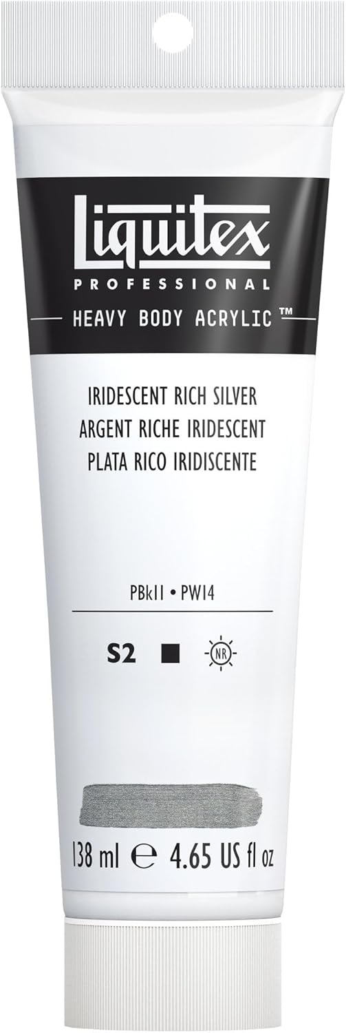 Liquitex Professional Heavy Body Acrylic Paint, 4.65-oz (138ml) Tube, Iridescent Rich Silver