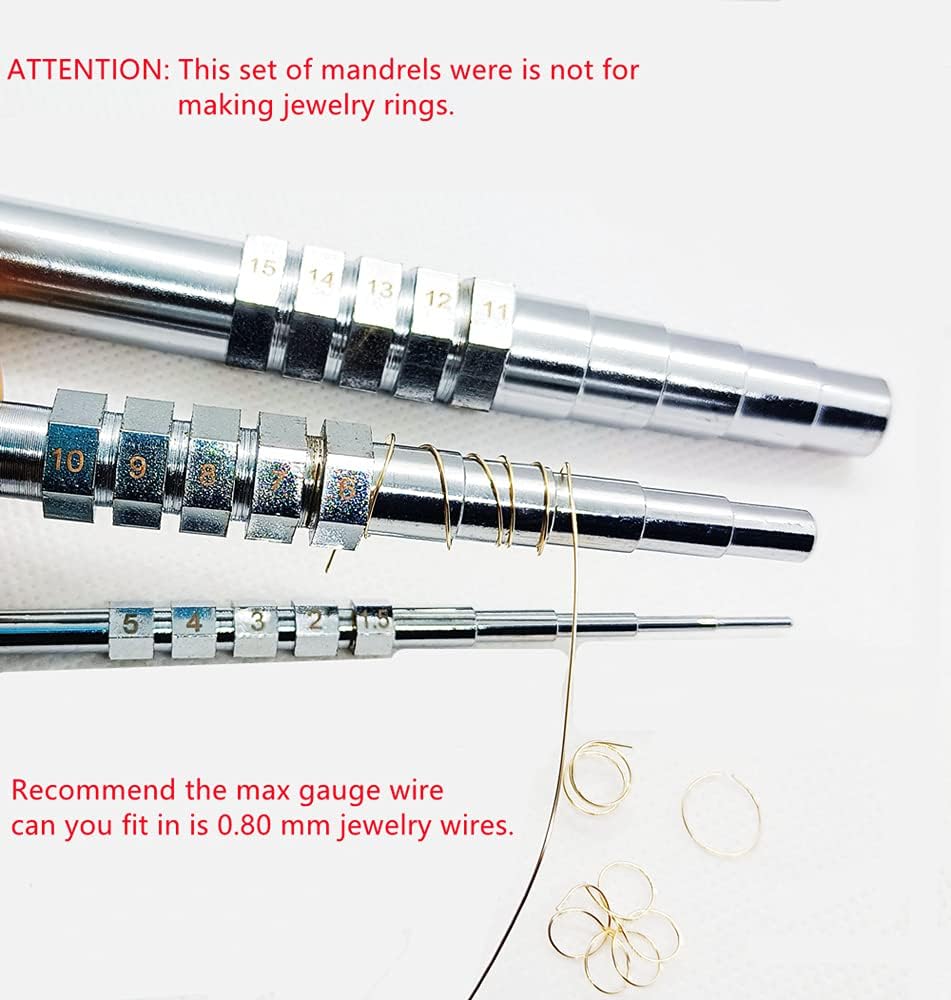 MMoon-L&F Wire Looping Wrapping Step Mandel Steel Round Bead Working Loop Jump Ring Metal Jewelry Forming Tool with 3pcs and 15 Sizes