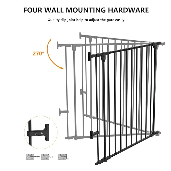 Bonnlo Baby Safety Gate, 82-Inch Configurable Walk-Through Fence for Toddler/Pet/Dog/Cat/Puppy, Adjustable Metal Barrier for Fireplace/Stairs/Doorways