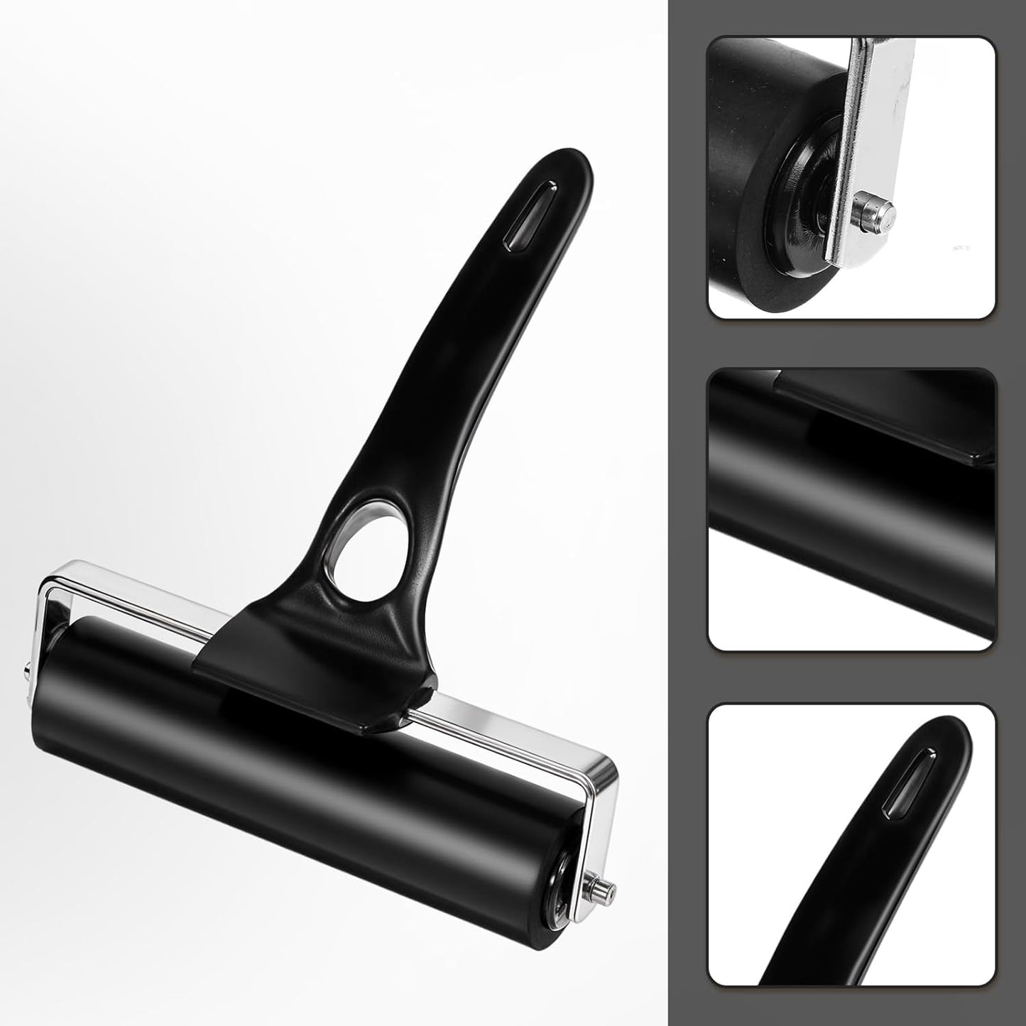 6 Pcs Rubber Roller, 4.7 Inches Black Rubber Brayer Roller for Printmaking, Professional Brayer Rollers for Crafting, Printmaking, Ink, Gluing and Stamping Tools, Handle Comfortable