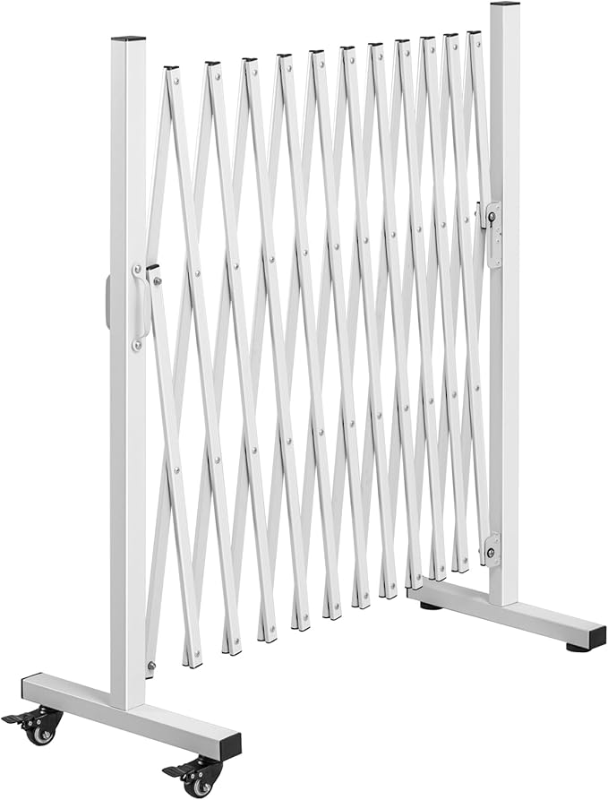 Aluminum Expandable Garden Fence, Portable Barricade Gate with Casters, Expansion Size 201×15.2×40.6 inches, Adjustable Flexible Fence Mobile Barricade Safety Barrier